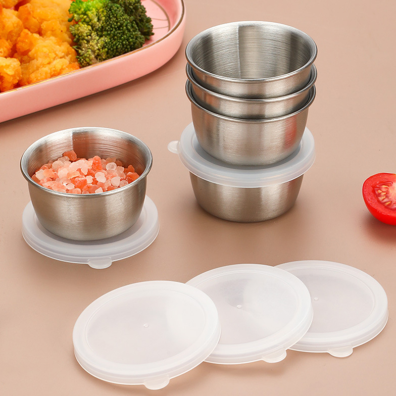 Sauce Dipping Cup - 휴대용 스테인리스 스틸 샐러드 드레싱 용기,