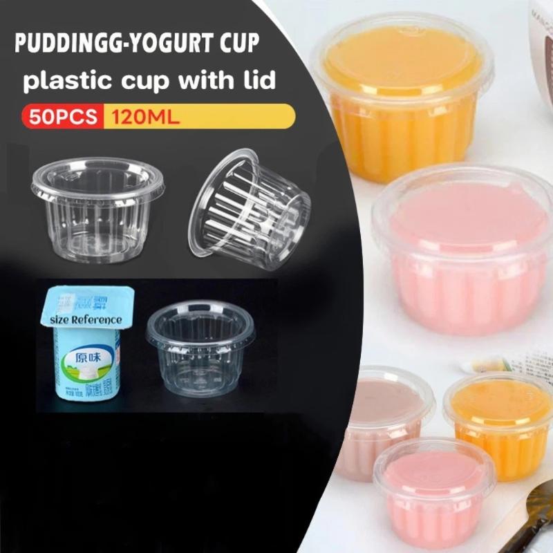 50Pcs 뚜껑이있는 일회용 요구르트 컵 4OZ 파티  - Sauce Dipping Cup 리뷰 및 가격