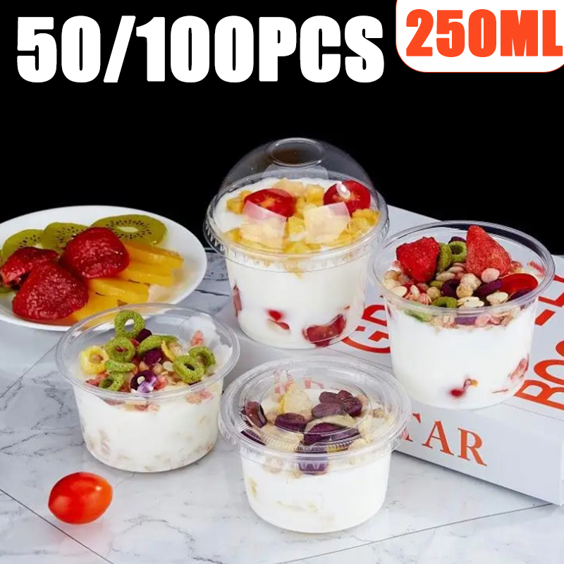 50/100PCS 250ML 일회용 플라스틱 푸딩 컵  - Sauce Dipping Cup 리뷰 및 가격